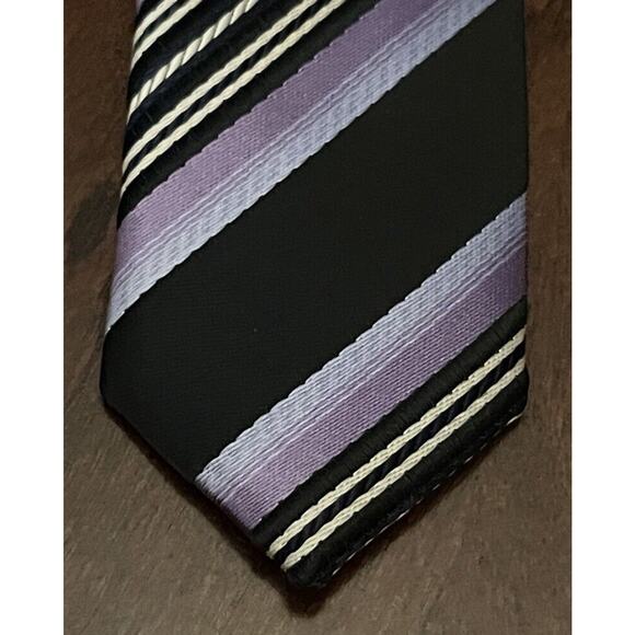 Gianfranco Black Purple 100% Polyester Men’s Neck Tie Made In China - Picture 6 of 9